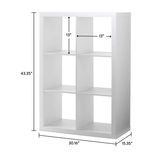 6 cube storage organizer white texture finish open shelves for books and decor