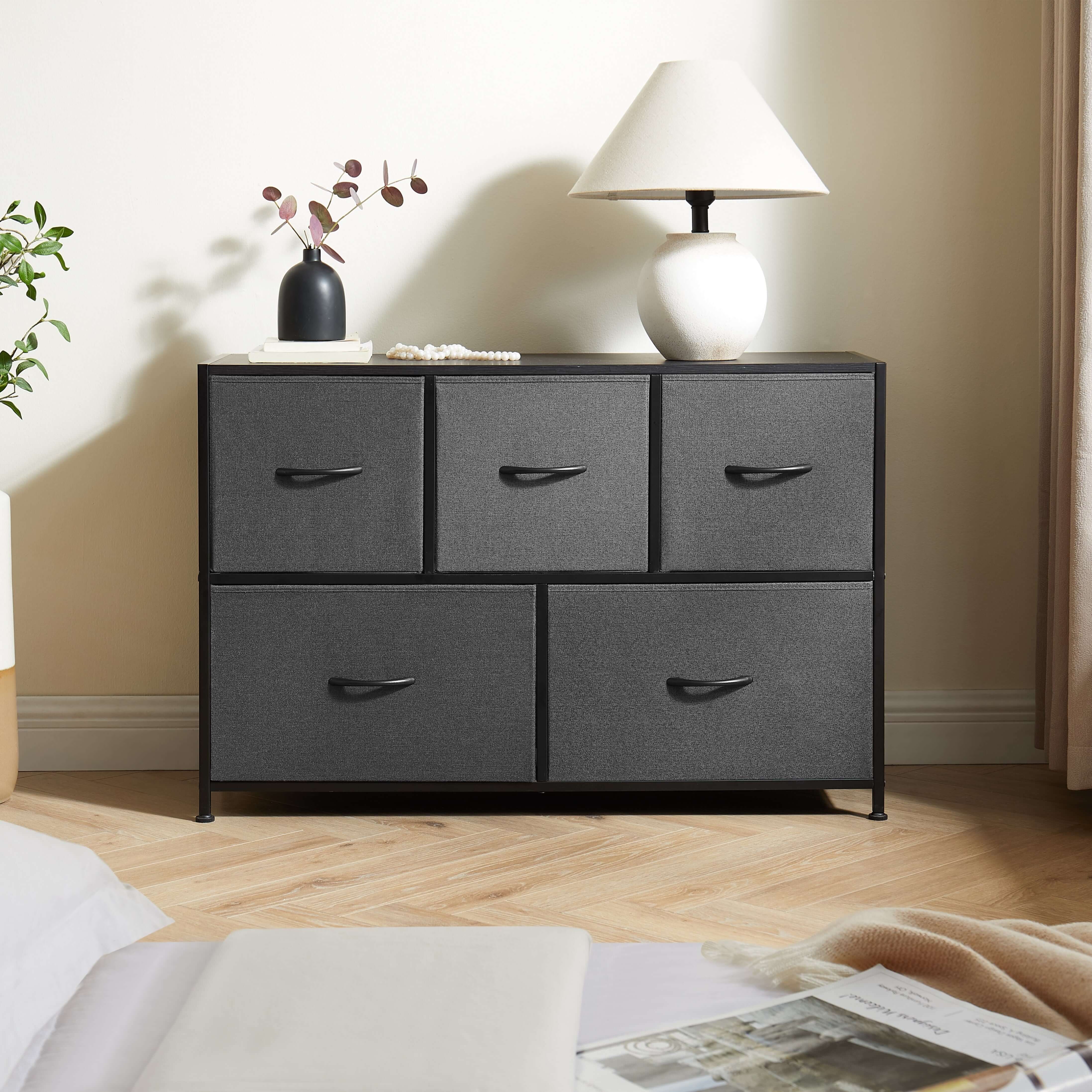 5 Drawer Fabric Storage Dresser for Bedroom, Grey Heavy Duty Uncategorized | Only $$44.97 | SwifBuy 5 Drawer Fabric Storage Dresser for Bedroom, Grey Heavy Duty Uncategorized | Only $$44.97 | SwifBuy