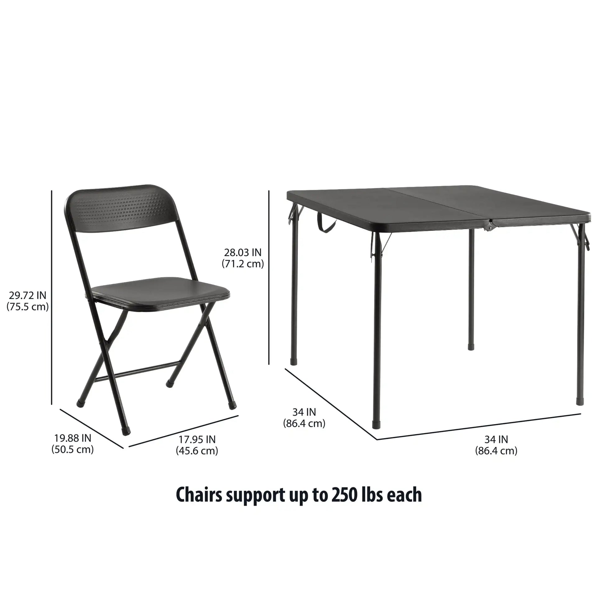 folding resin table with 4 matching chairs black set compact and portable