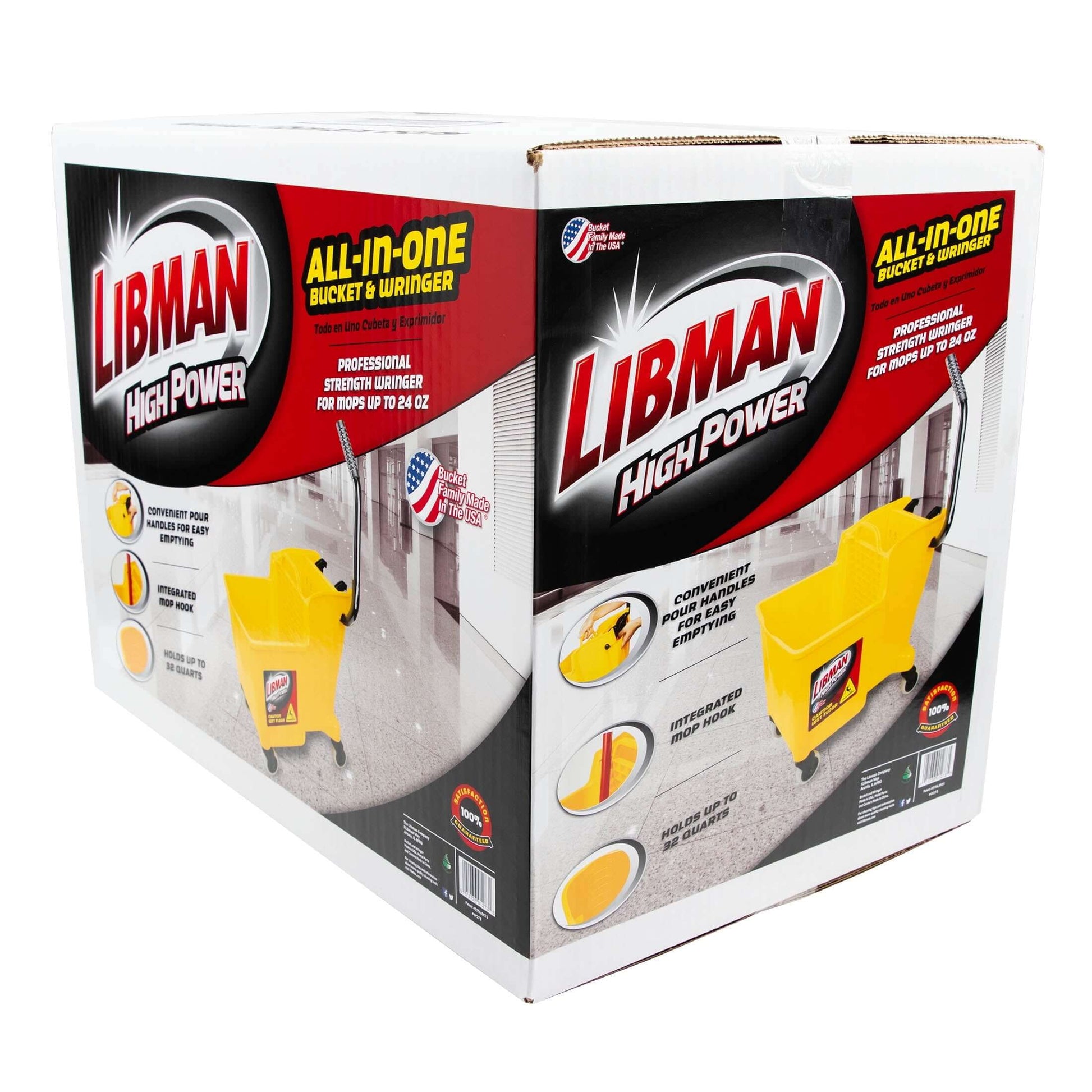 packaging image of yellow mop bucket and wringer commercial cleaning supplies