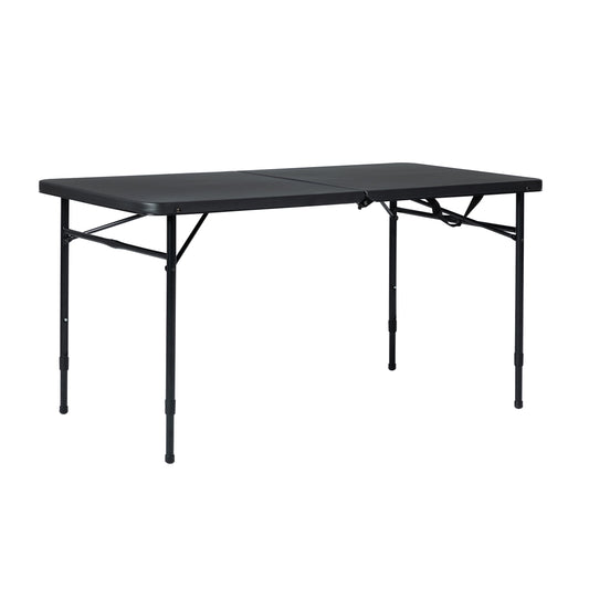 4 Foot Fold-in-Half Adjustable Folding Table, Rich Black