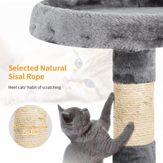 36" Tall Multi-Level Cat Tree Tower Condo, Light Gray - Perfect for Active Cats