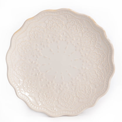 Pioneer Woman Farmhouse Lace 12-Piece Dinnerware Set, Linen