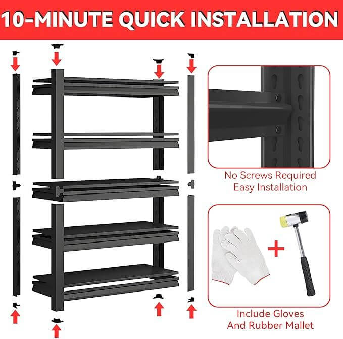 industrial metal shelving unit black 5 tier storage rack with adjustable shelves for home and warehouse