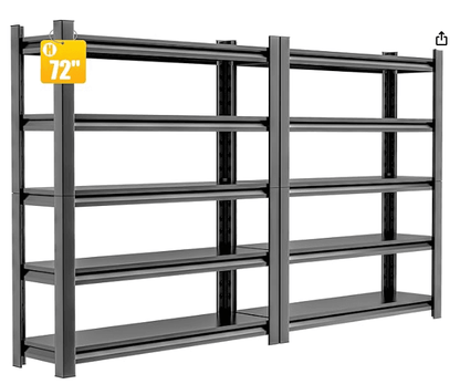 sturdy metal storage rack black 72 inch 2000 lbs weight capacity for home office and garage use