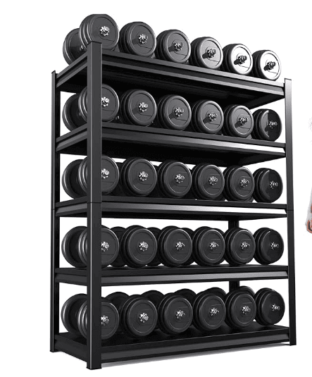 heavy duty black storage rack with 5 adjustable tiers ideal for kitchen basement or warehouse