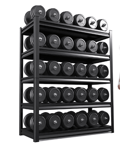 heavy duty black storage rack with 5 adjustable tiers ideal for kitchen basement or warehouse