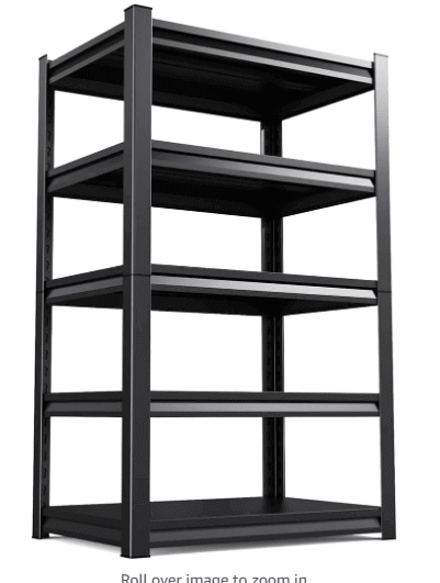 5 layer black metal storage rack 72 inch adjustable shelves heavy duty for garage basement kitchen