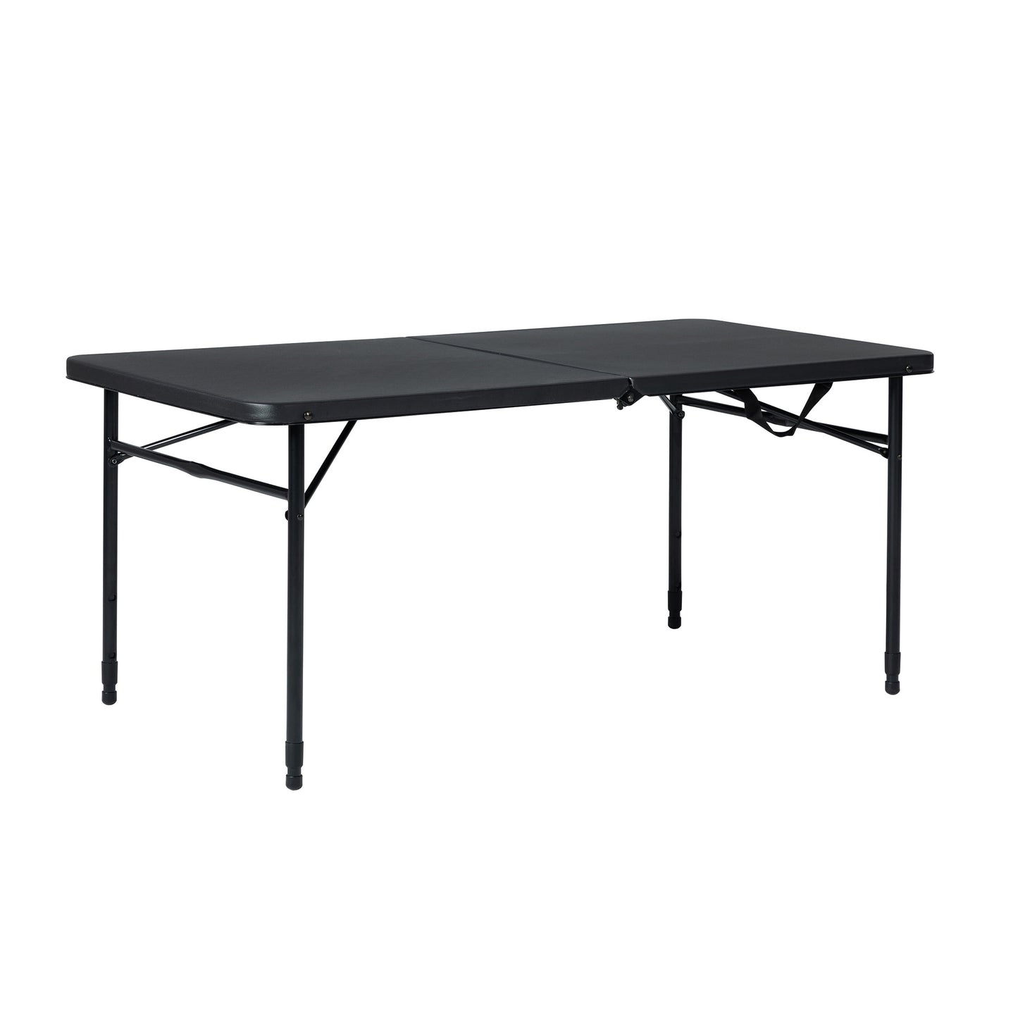 4 Foot Fold-in-Half Adjustable Folding Table, Rich Black