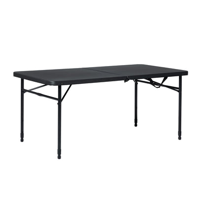 4 Foot Fold-in-Half Adjustable Folding Table, Rich Black