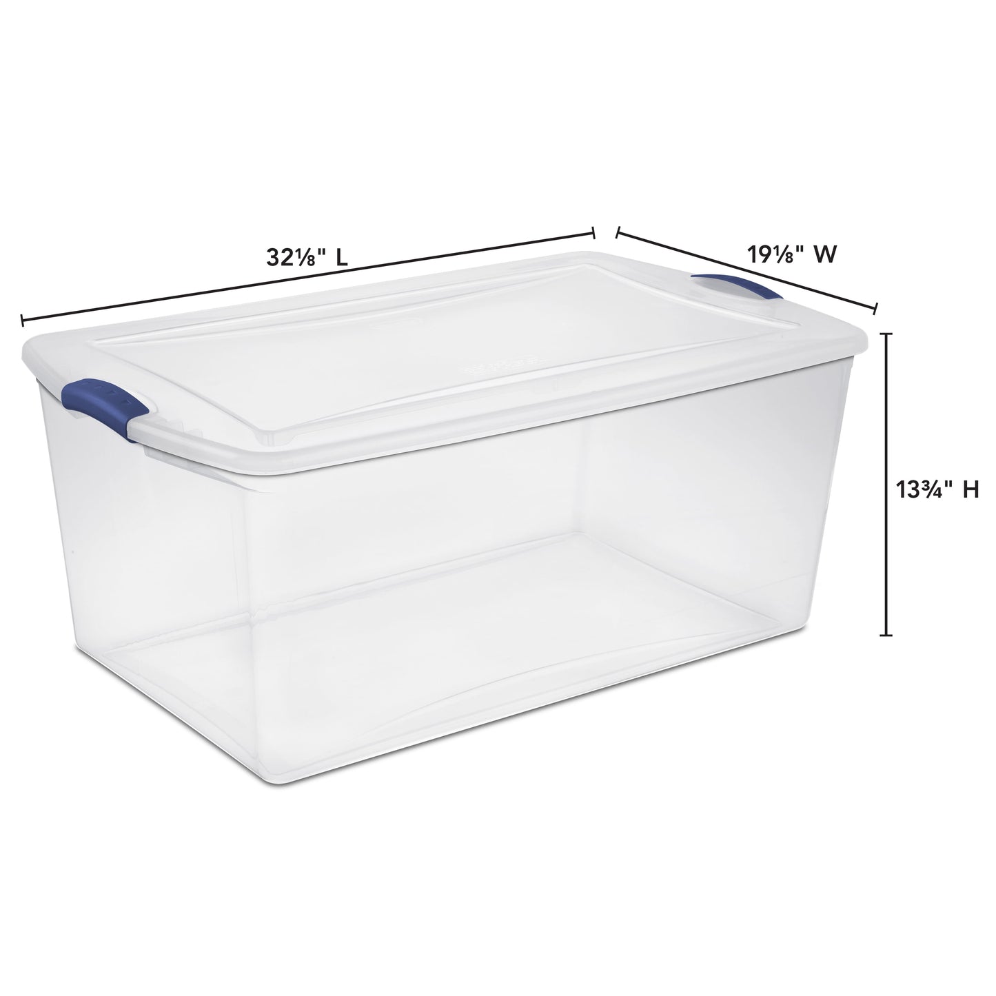 Large Storage Bin, 105 Quart Clear Plastic Storage Bin with Latch Lid, Blue, 4 Count