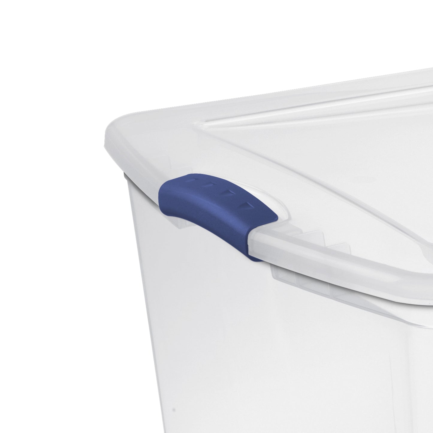 Large Storage Bin, 105 Quart Clear Plastic Storage Bin with Latch Lid, Blue, 4 Count