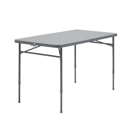 4 Foot Fold-in-Half Adjustable Folding Table, Rich Black