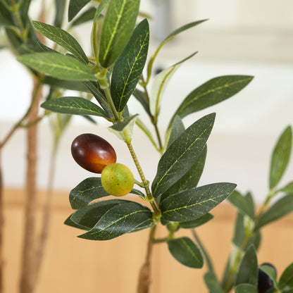 6 ft Artificial Olive Plants with Realistic Leaves and Natural Trunk, Silk Fake Olive Tree in Black Plastic Pot, Faux Olive Tree for Office Home