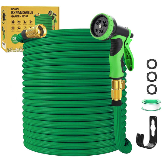 Garden Hose, 100ft Expandable Water Hose with Spray Nozzle, No-Kink, Leak-Proof, Heavy Duty, 190Psi
