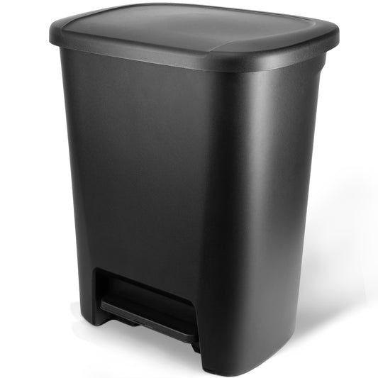 Extra Large Kitchen Trash Can, 20.4 Gallon, Plastic Step-on Trash Bin, Black