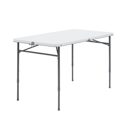 4 Foot Fold-in-Half Adjustable Folding Table, Rich Black