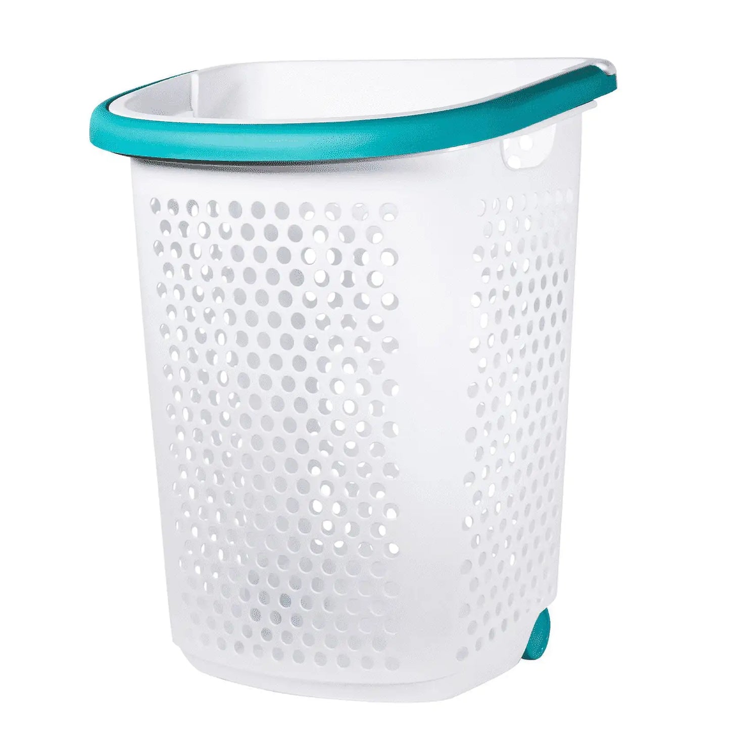 2 Bushel Rolling Plastic Laundry Hamper with Pop-up Handle, White, 2 Pack