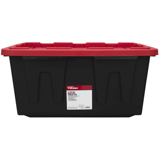 27-Gallons Stackable Heavy-Duty Storage Bin (Pack of 4) – Black Base with Red Snap-On Lid