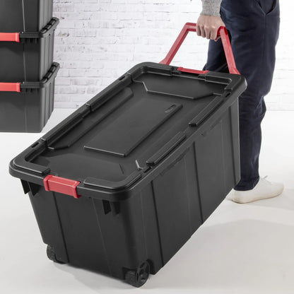 40-Gal Wheeled Industrial Tote (2-Pack) – Black, Latch Lid | SwifBuy