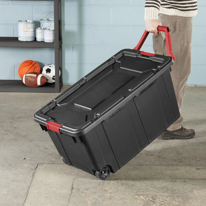 40-Gal Wheeled Industrial Tote (2-Pack) – Black, Latch Lid | SwifBuy