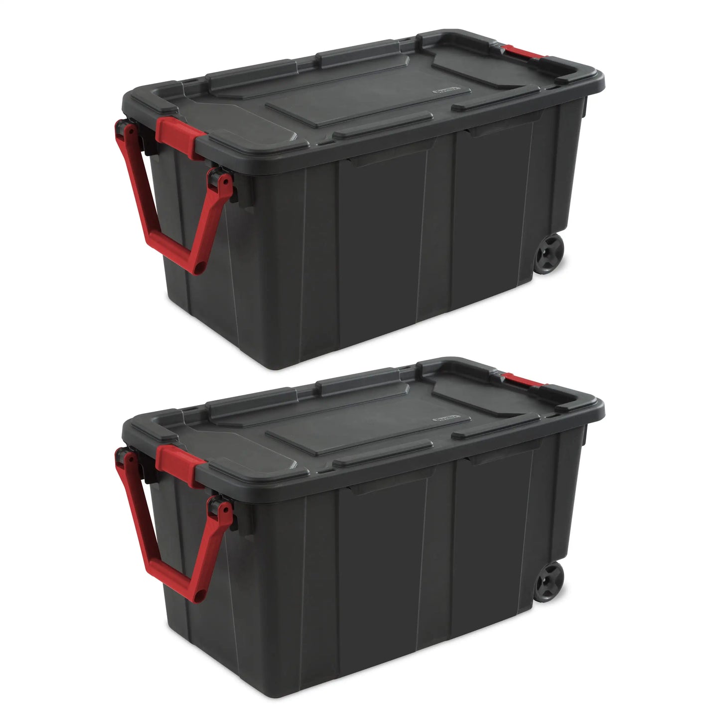 40-Gal Wheeled Industrial Tote (2-Pack) – Black, Latch Lid | SwifBuy