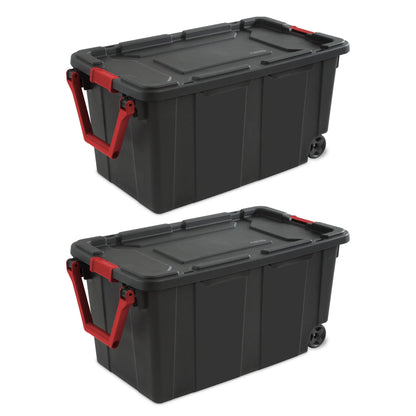 40-Gal Wheeled Industrial Tote (2-Pack) – Black, Latch Lid | SwifBuy