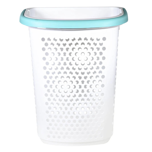2 Bushel Rolling Plastic Laundry Hamper with Pop-up Handle, White, 2 Pack