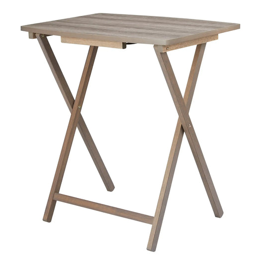 5-Piece XL Tray Table Set – Folding Rustic Gray Finish | SwifBuy