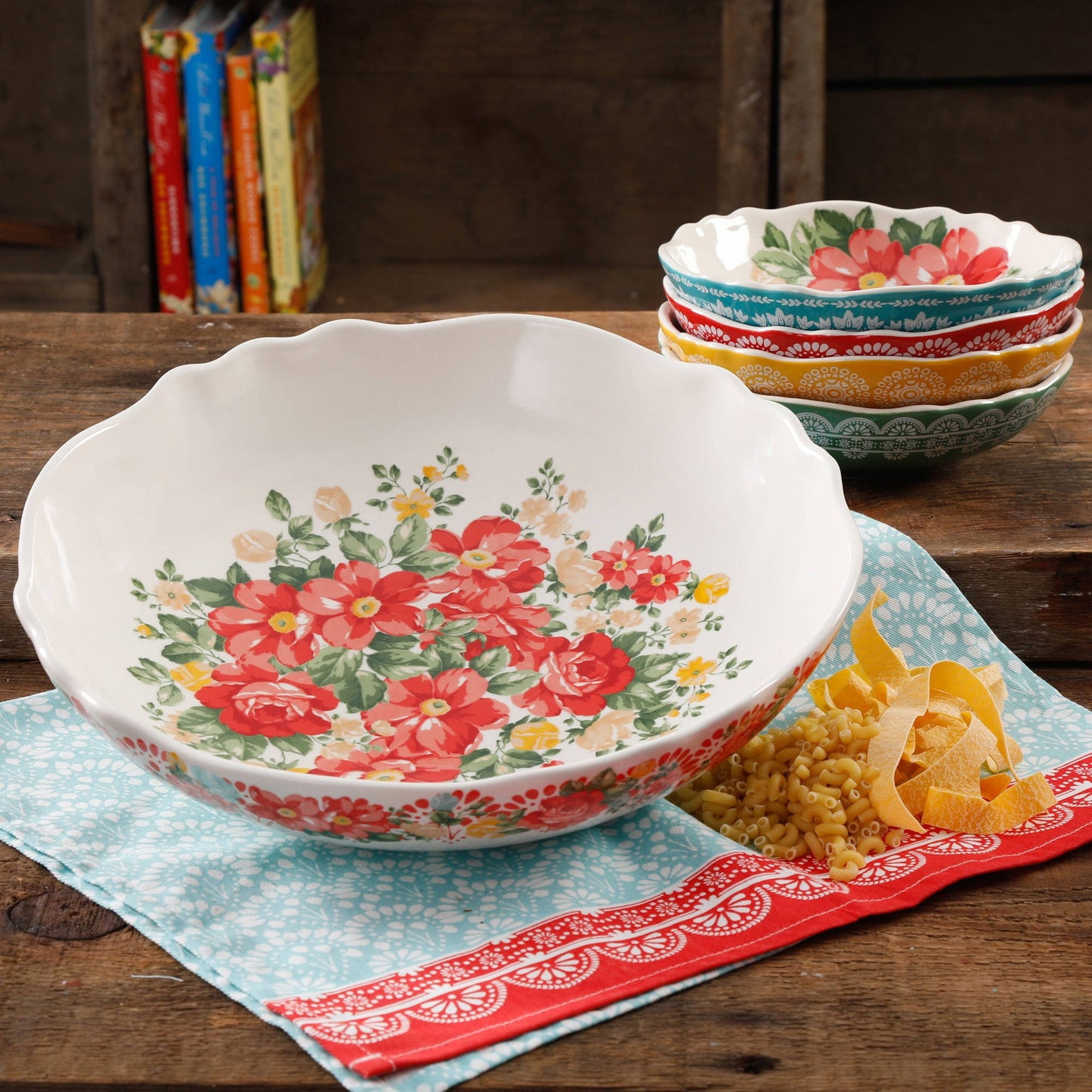 Pioneer Woman Vintage Floral 5-Piece Pasta Bowl Set