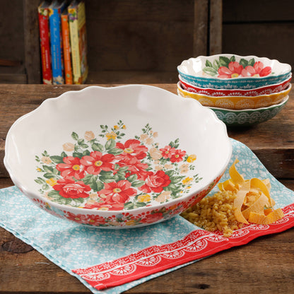 Pioneer Woman Vintage Floral 5-Piece Pasta Bowl Set