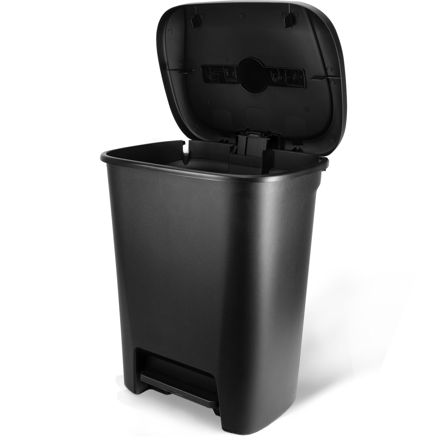 Extra Large Kitchen Trash Can, 20.4 Gallon, Plastic Step-on Trash Bin, Black