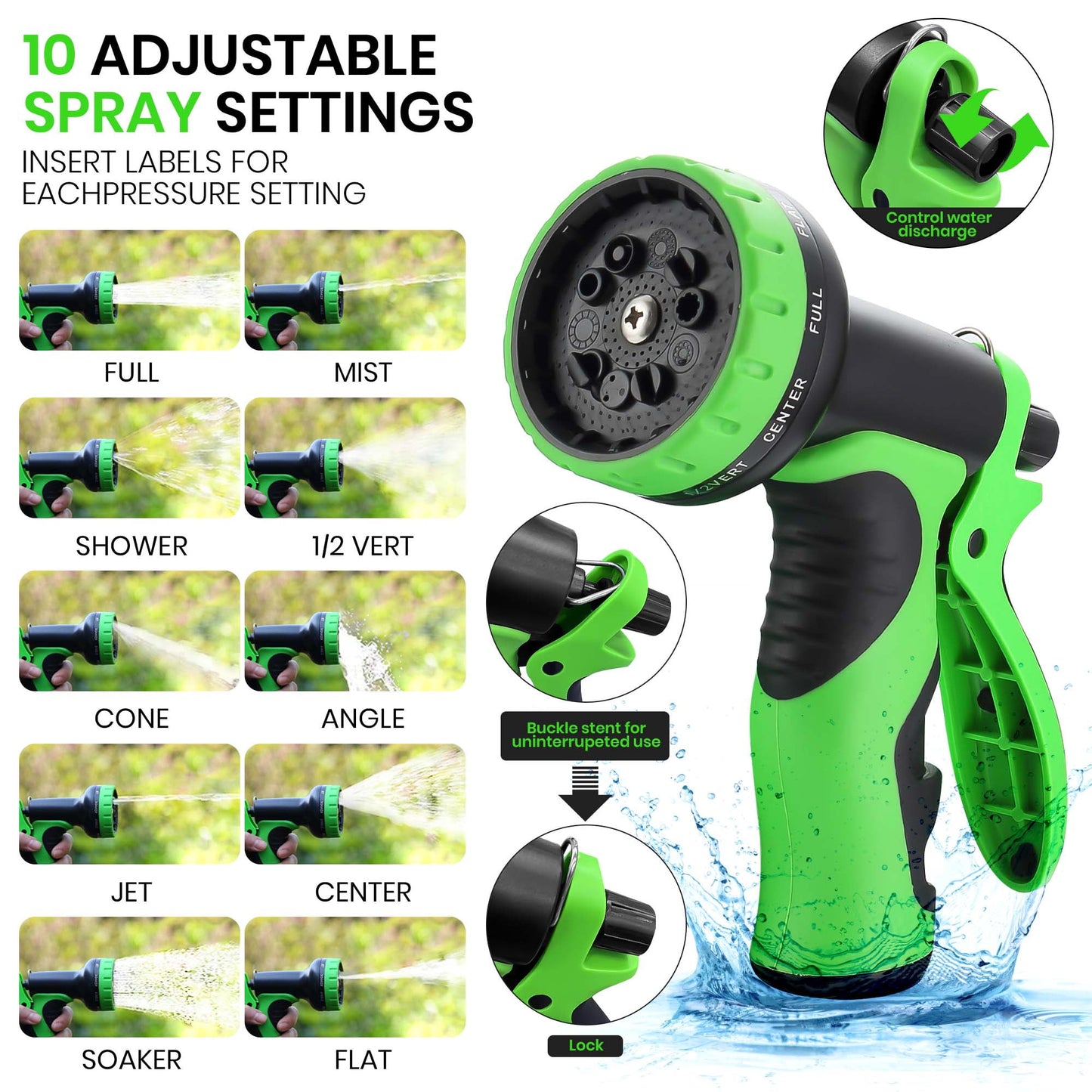 Garden Hose, 100ft Expandable Water Hose with Spray Nozzle, No-Kink, Leak-Proof, Heavy Duty, 190Psi