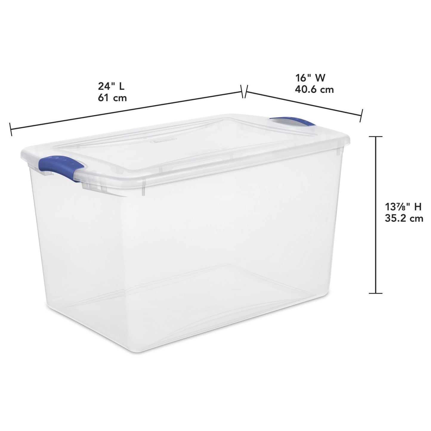 4-Pack 66-Quart Clear Latch Storage Bin – Blue Lid, Stackable, Durable Container