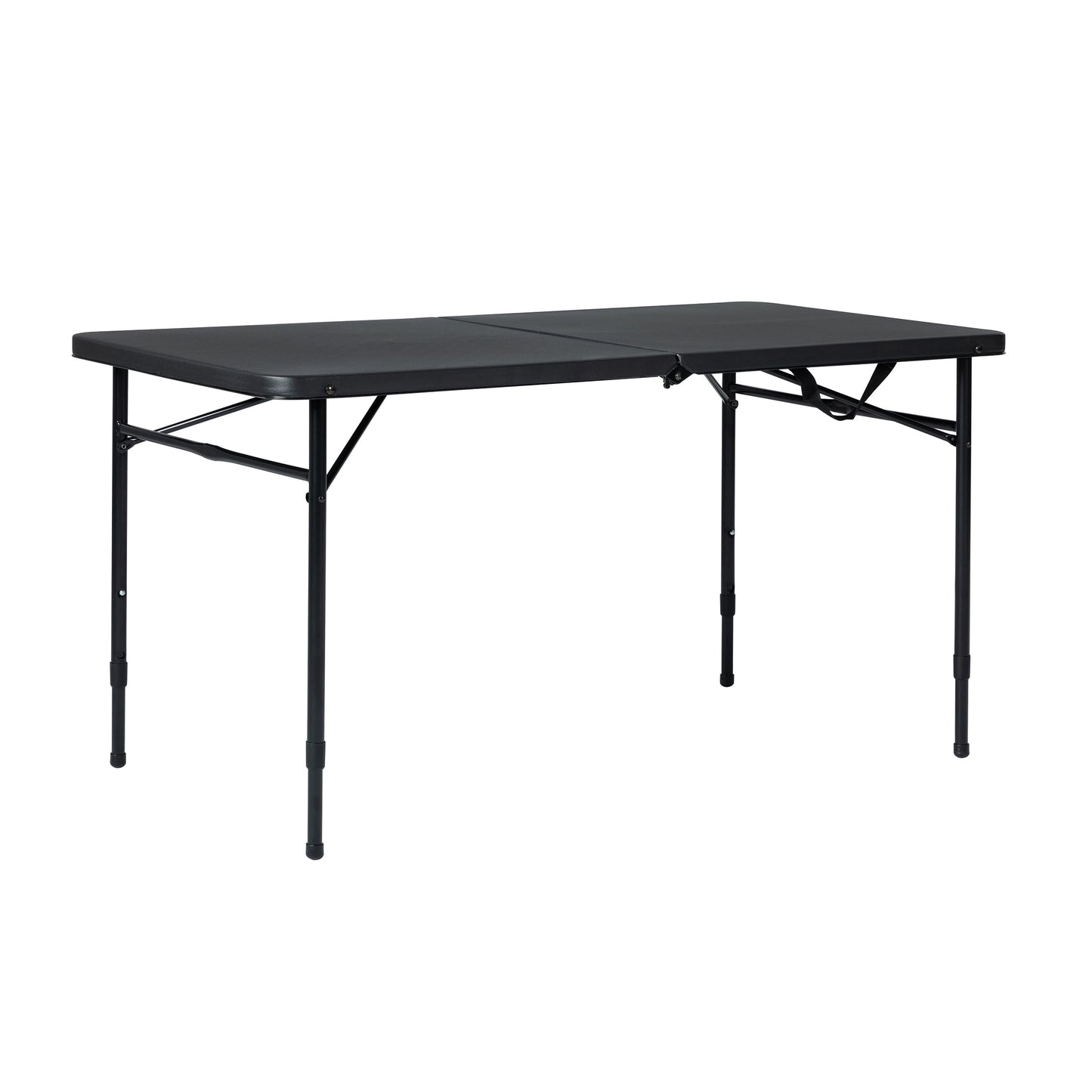 4 Foot Fold-in-Half Adjustable Folding Table, Rich Black