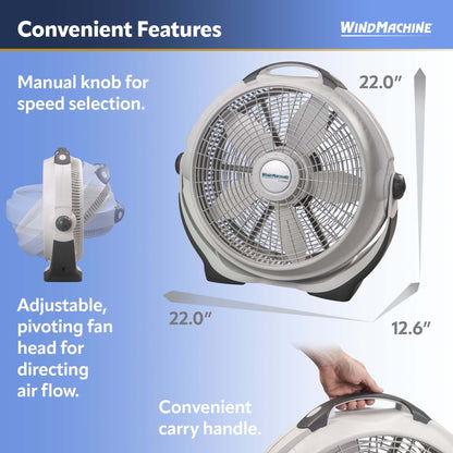 20" Pivoting Floor Fan with 3 Speeds, Gray, A20301