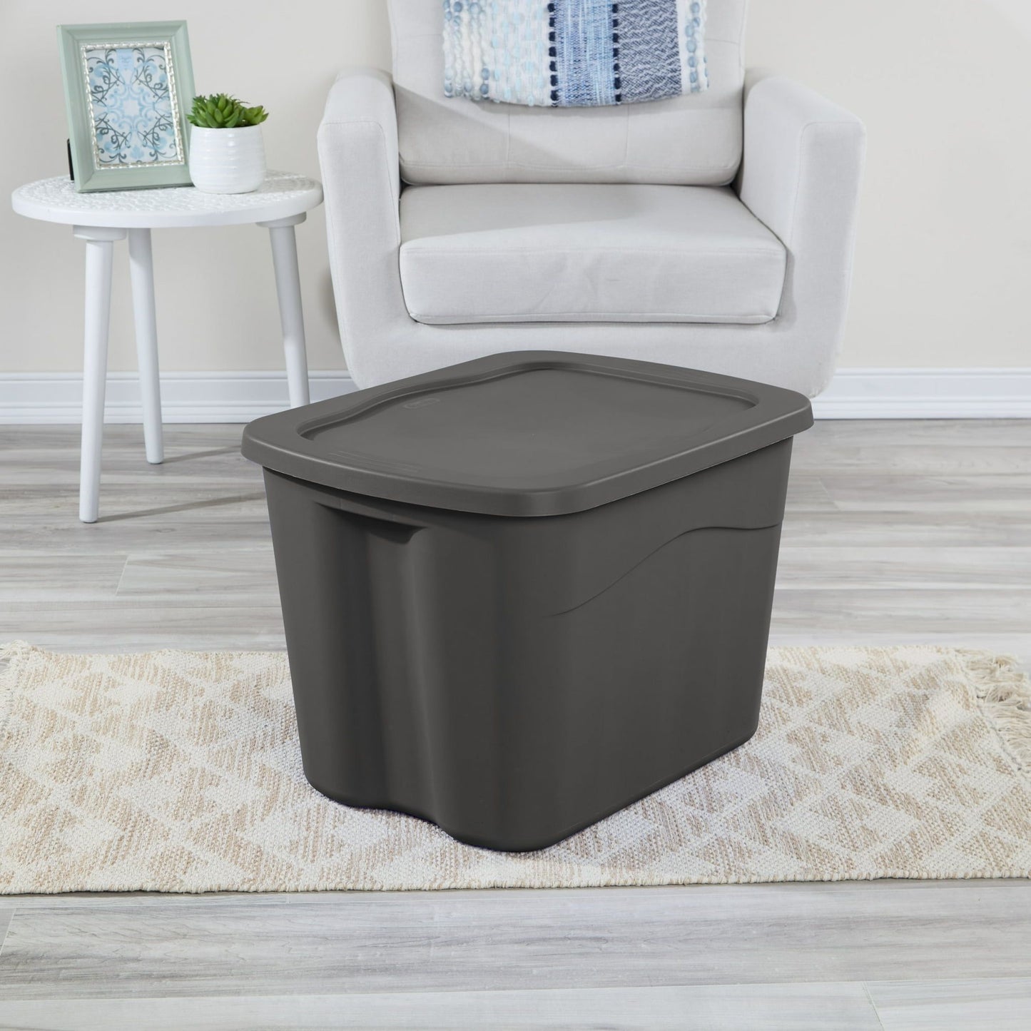 Large Storage Bin, 18 Gallon Plastic Storage Container with Snap-on Lid, 8 Pack