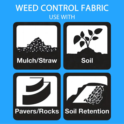 Landscape Fabric with U-Shaped Securing Pegs, Heavy-Duty Block Gardening Mat Weed Control